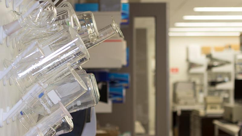 Close up of test tubes in a lab
